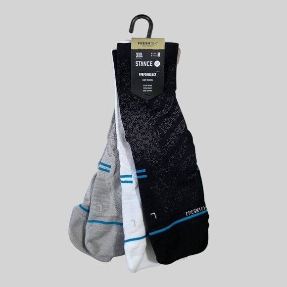 Stance Run Lt Crew Running Socks 3 Pack Black White Heather Grey Medium M 6-8.5 - Picture 5 of 7